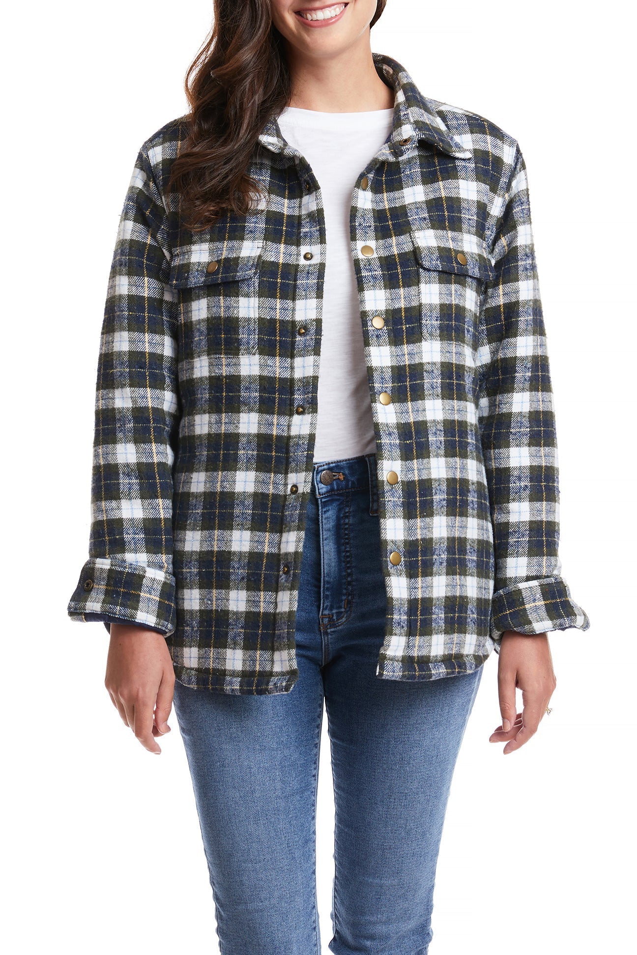 Women's Nantucket Flannel Shacket - Cozy Windowpane Plaid Overshirt for Fall & Winter | Perfect for Layering, Outdoor Adventures & Casual Style