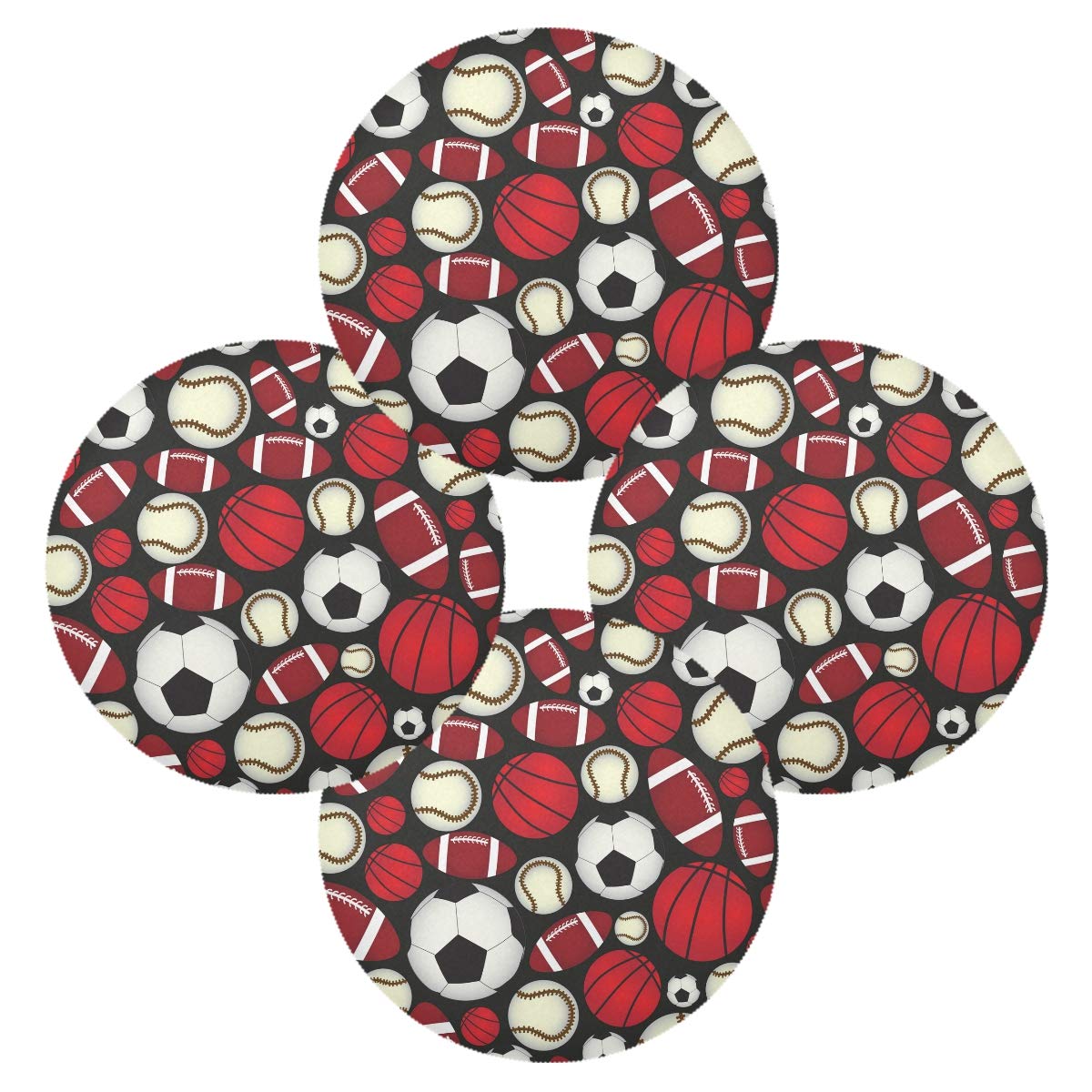 MCHIVER Sports Fan Placemats Set - 15.4 Inch Football Soccer Baseball Themed Dining Table Mats for Home Decor, Holiday Parties & Game Day Gatherings