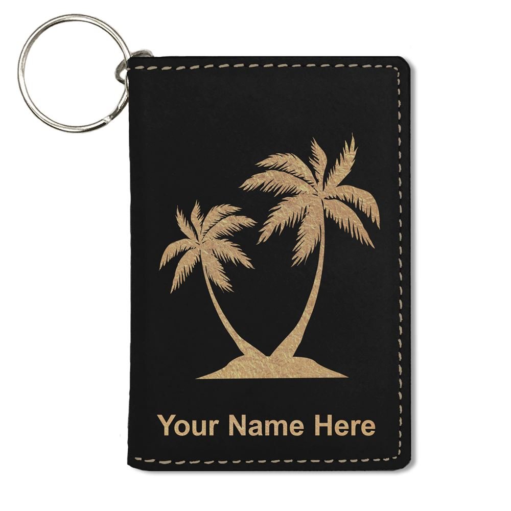 Personalized Engraved ID Holder Wallet with Palm Tree Design - Perfect for Travel, Work & Everyday Use