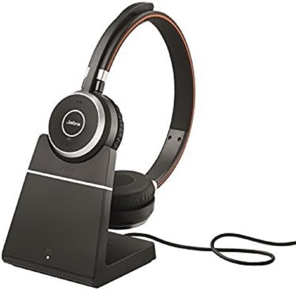 Jabra Elite 65 UC Stereo Bluetooth Headset - Wireless Headphones with Noise Cancellation, Microphone for Calls & Music - Black - Perfect for Office, Remote Work & Online Meetings