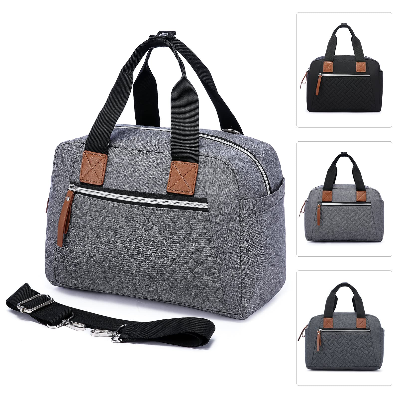LOVEVOOK Insulated Lunch Bag for Women - Reusable Thermal Cooler Tote with Adjustable Shoulder Strap - Perfect for Office, Work, School & Picnic - Dark Gray | Keep Meals Fresh All Day | Ideal for Commuting, Hiking & Outdoor Activities