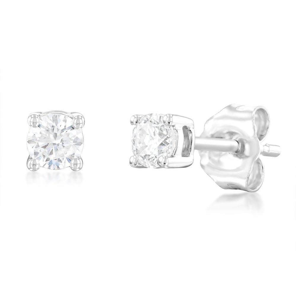 9ct White Gold 0.30 Carat Brilliant Cut Diamond Stud Earrings for Women - Elegant Everyday Jewelry & Special Occasion Gift
