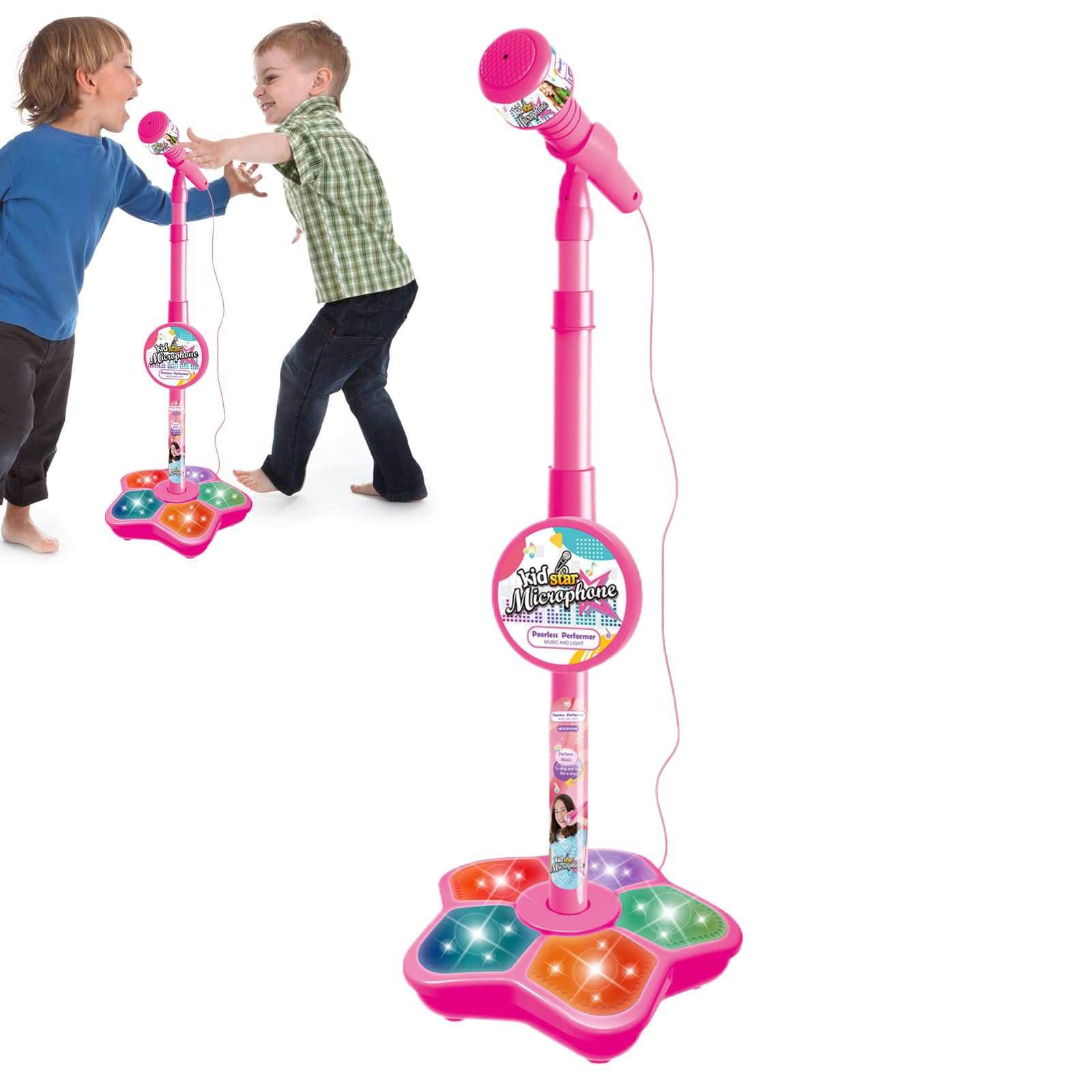 Ghores Kids Karaoke Microphone Stand - Portable Electronic Singing Microphone Toy for Girls & Boys with Durable Stand | Perfect for Birthday Parties, Family Gatherings & Home Karaoke Fun
