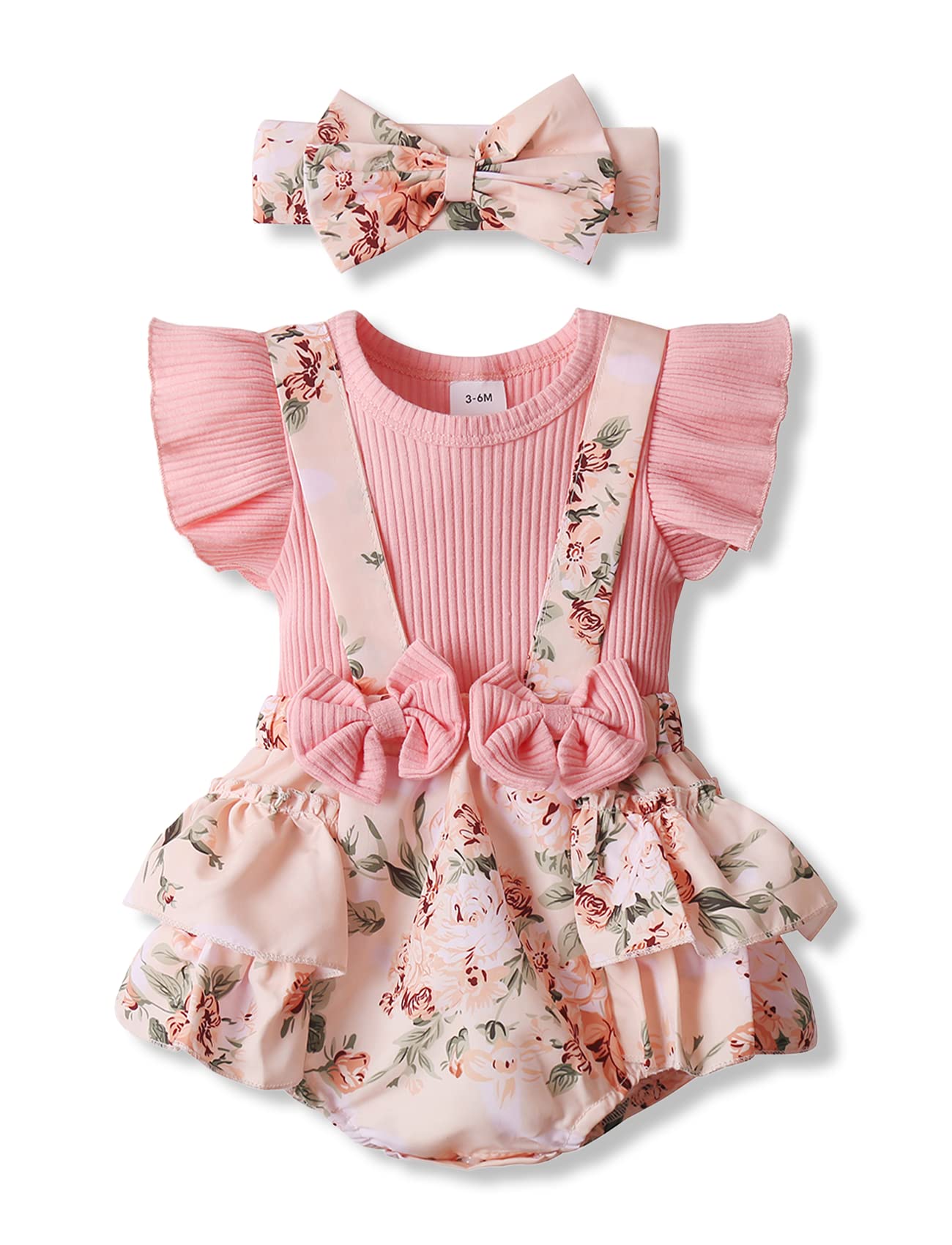Newborn Baby Girl Summer Romper - Ruffle Sleeve Onesie Jumpsuit with Headband | Soft Cotton Infant Outfits for Photoshoots & Special Occasions