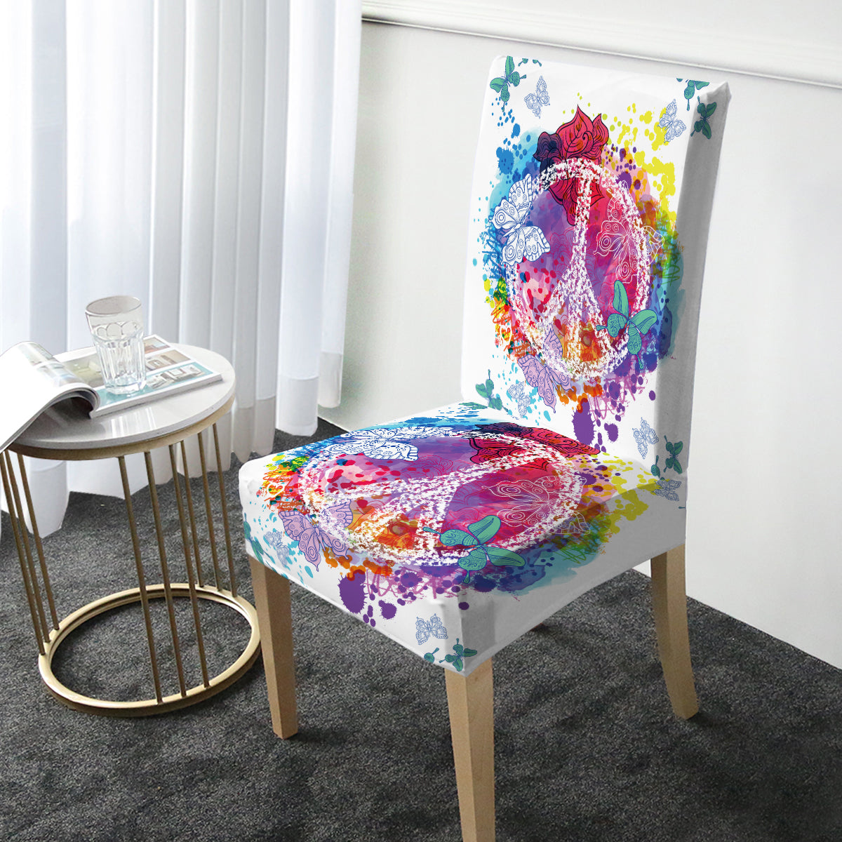 Peace on the Beach Chair Cover - Waterproof Outdoor Lounge Chair Slipcover - Perfect for Poolside, Beach, Patio & Backyard Relaxation
