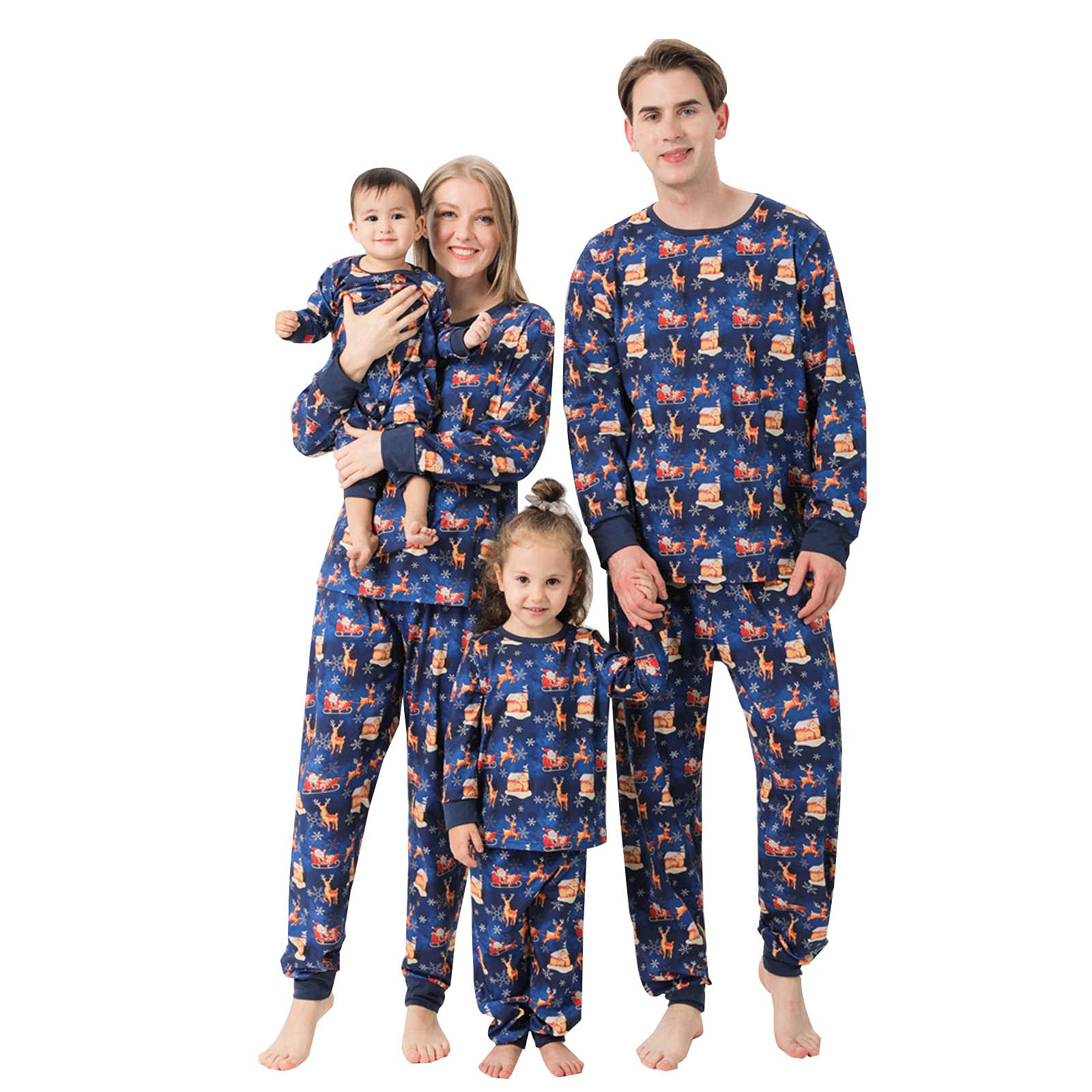 **Family Matching Christmas Pajamas Sets - Holiday Lounge Sleepwear with Printed Top & Plaid Bottom for Cozy Christmas Eve & Festive Family Photos**