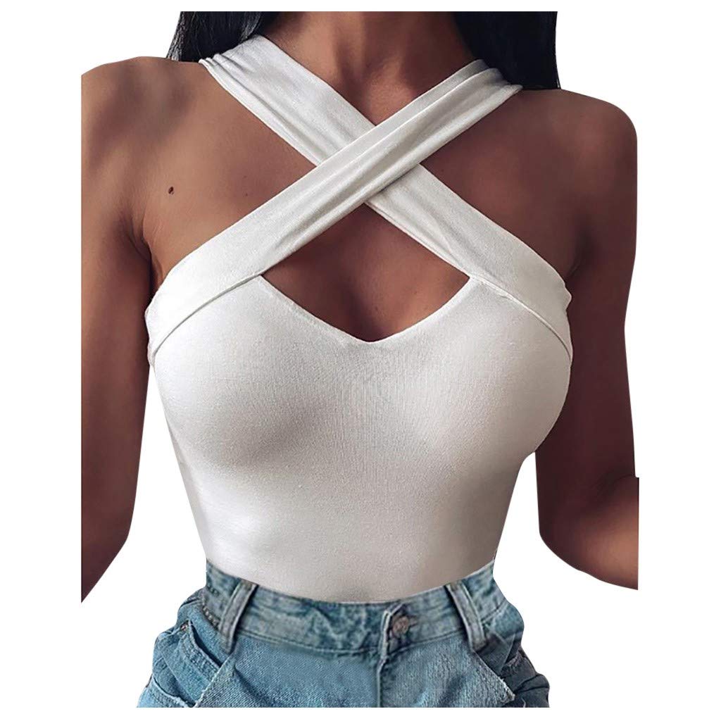 Women's Sexy Beach Fashion Hollow Cross Sleeveless Vest Blouse - Plus Size Summer Tops for Casual Outings, Vacations & Pool Parties 2023