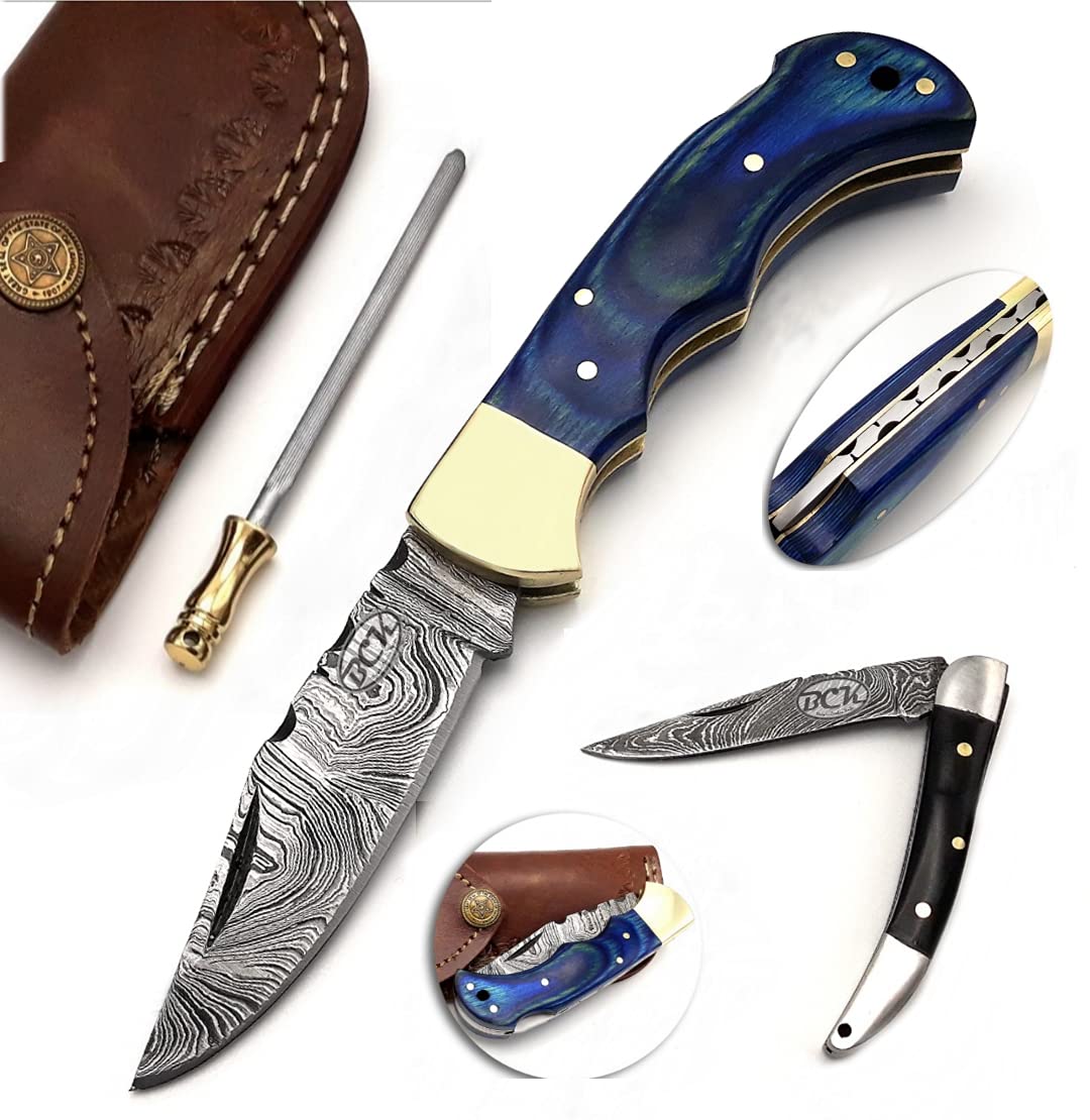 BCK 4-Piece Damascus Folding Knife Set - 6.5