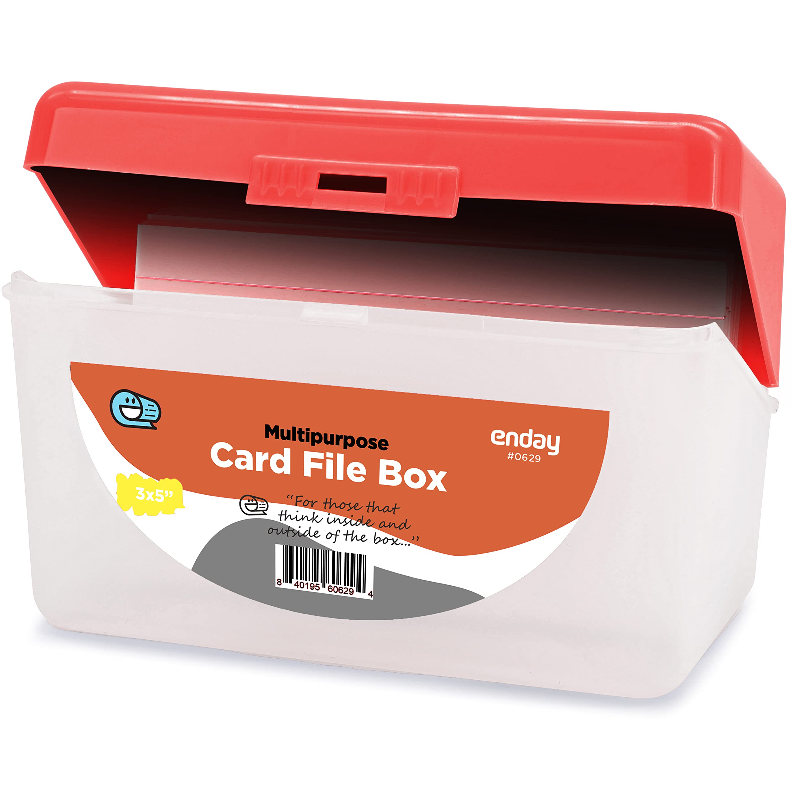 Enday 3x5 Index Card Holder - Red, Flip Top Note Flash Card Organizer Case for Recipe Cards, Study Notes & Business Cards - Holds 250 Index Cards - Also in Purple, Green, Blue, Grey, Pink (36 Pack) - Perfect for School, Office & Home Organization