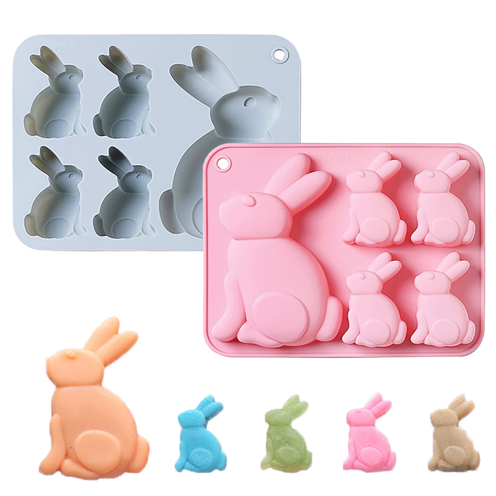 2-Pack Easter Bunny Chocolate Molds Set - 3D Cute Bunny Silicone Baking Molds for Chocolate, Cake, Jelly, Fudge & Pudding - Perfect for Easter Treats, DIY Desserts, and Holiday Baking Parties