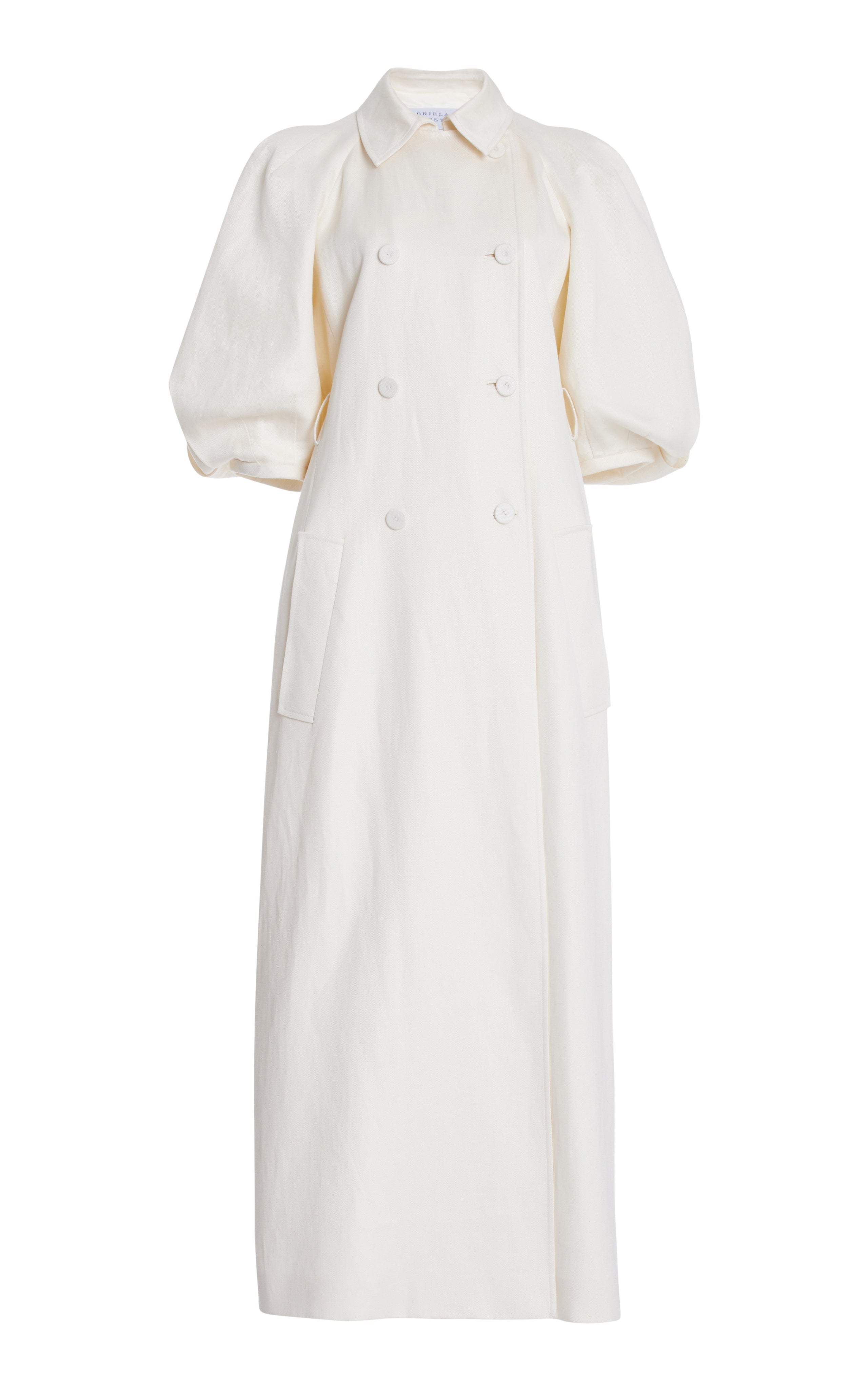 Iona Trench Coat in Ivory Textured Linen - Women's Classic Long Coat for Spring & Fall - Perfect for Office, Travel & Casual Outfits