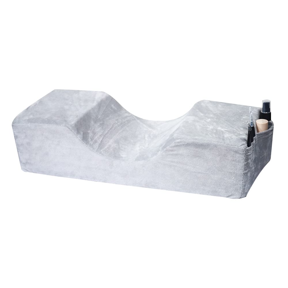 Professional Beauty Salon Eyelash Extension Neck Pillow - Soft Velvet Memory Foam Support for Lash Technicians & Clients - Ergonomic Design for Comfort During Eyelash Extensions, Microblading & Spa Treatments (Grey) - Perfect for Lash Studios, Beauty Salons & Home Use