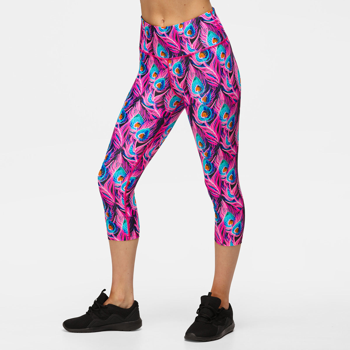 Flamboyant Feathers Capri Pants for Women - Boho Chic Beachwear & Summer Vacation Outfits - Perfect for Music Festivals, Pool Parties & Tropical Getaways