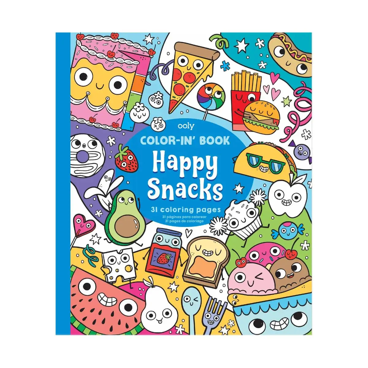 Happy Snacks Coloring Book for Kids & Adults - Fun & Relaxing Art Activity for Stress Relief, Creativity & Family Bonding - Perfect for Home, School & Travel