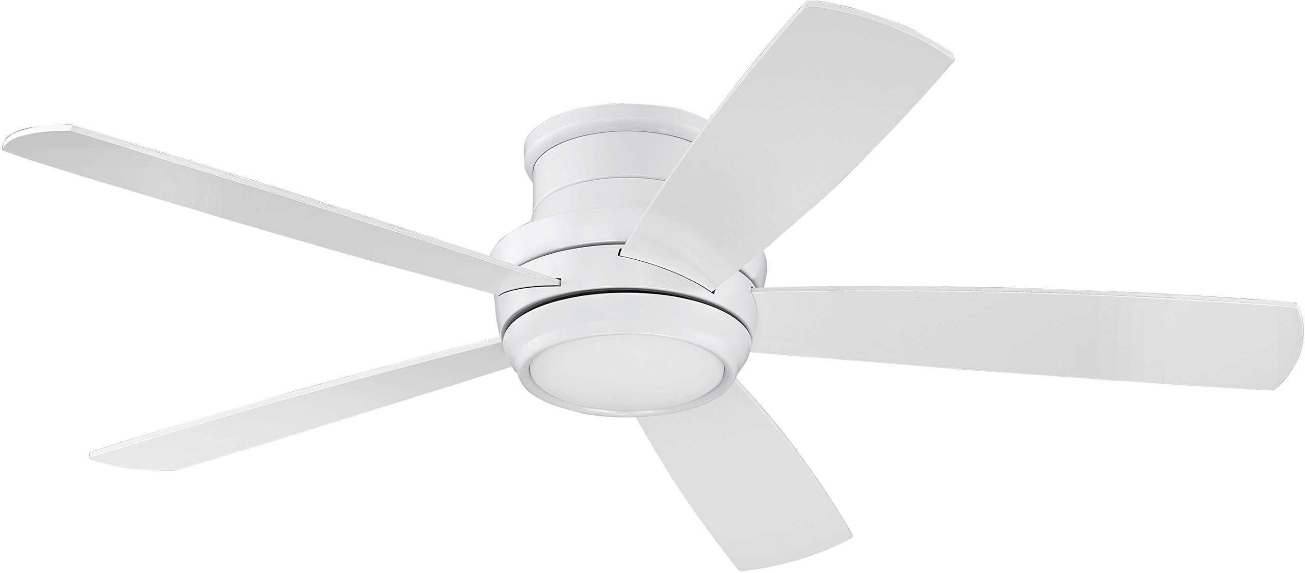 Craftmade Tempo 52 Inch White Flush Mount Ceiling Fan with LED Light and Remote Control - Low Profile Hugger Fan for Bedroom, Living Room, and Office Spaces