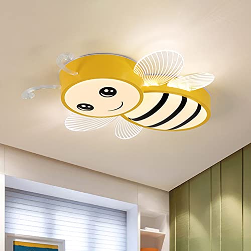 LITFAD Cartoon Bee LED Ceiling Light - Modern Macaron Flush Mount Chandelier for Nursery, Kids Room & Kindergarten - Energy Saving Creative Lighting for Girls Bedroom (Yellow) - Perfect for Children's Playroom, Daycare Center & Toddler Bedroom Decor