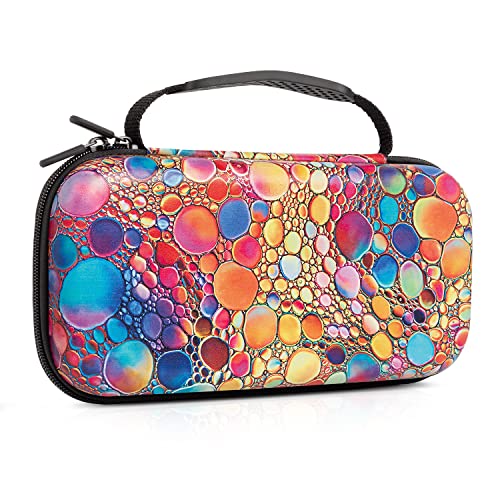 Nintendo Switch OLED Case 2021 - Abstract Art Bubbles Design Hard Shell Protective Cover with 20 Game Card Slots | Shockproof Travel Carrying Case for Switch Console, Joy-Con & Accessories | Perfect for Gaming On-The-Go, Kids Gift & Family Travel Protection