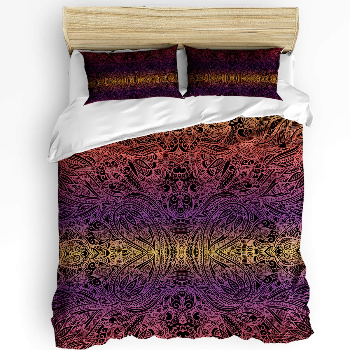 USOPHIA 3-Piece Full Duvet Cover Set - Traditional Persian Gradual Paisley Pattern Soft Comforter Cover with Zipper Closure & Corner Ties, Includes 1 Duvet Cover & 2 Pillow Shams | Luxurious Bedroom Decor for Master Bedroom, Guest Room & Dorm