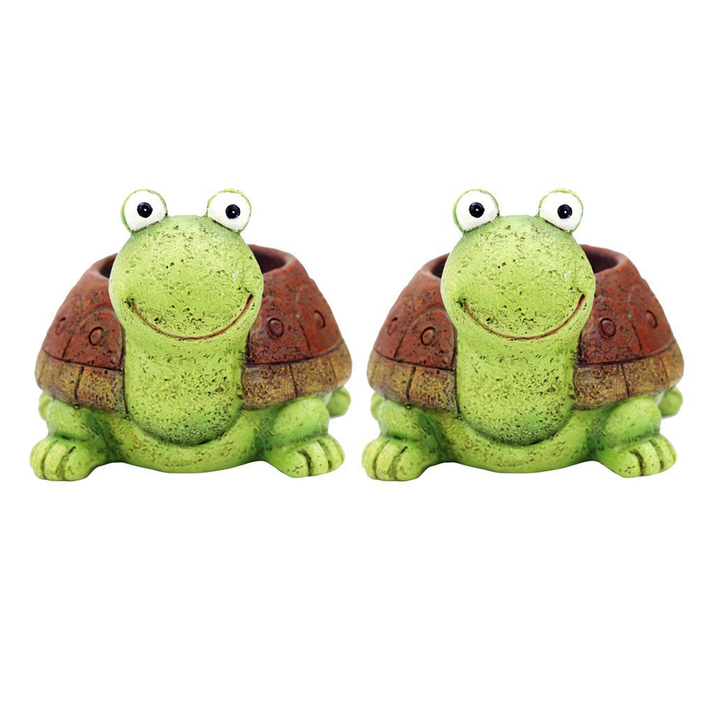 4pcs Small Plastic Flower Pots - Cute Animal Turtle Resin Planters for Succulents, Cactus, Bonsai - Mini Decorative Containers for Garden, Desk, Courtyard & Indoor Decor | Perfect for Home, Office, Gift Ideas