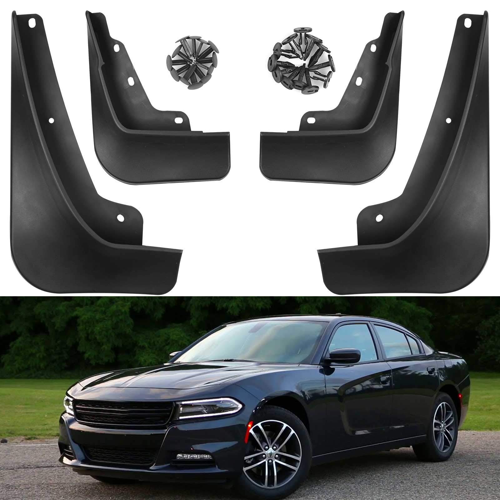 4Pcs Universal Black Mud Flaps for 2015-2025 Dodge Charger SXT/GT/RT - Heavy Duty Splash Guards, Fender Protector, Car Mudguard - Perfect for Off-Roading, Rainy Weather & Winter Driving Protection