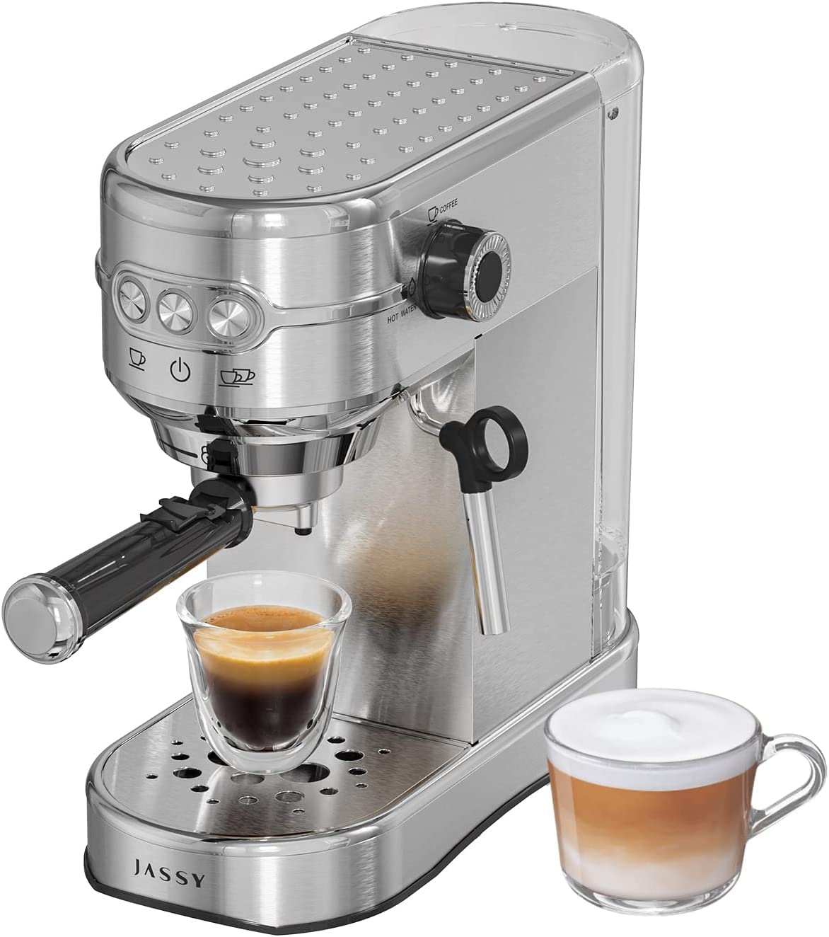 JASSY 20 Bar Espresso Coffee Machine with Milk Frother - Professional Home Barista Espresso Maker for Espresso, Cappuccino, Latte & Mocha - 35oz Removable Water Tank - Perfect for Home Coffee Brewing & Entertaining