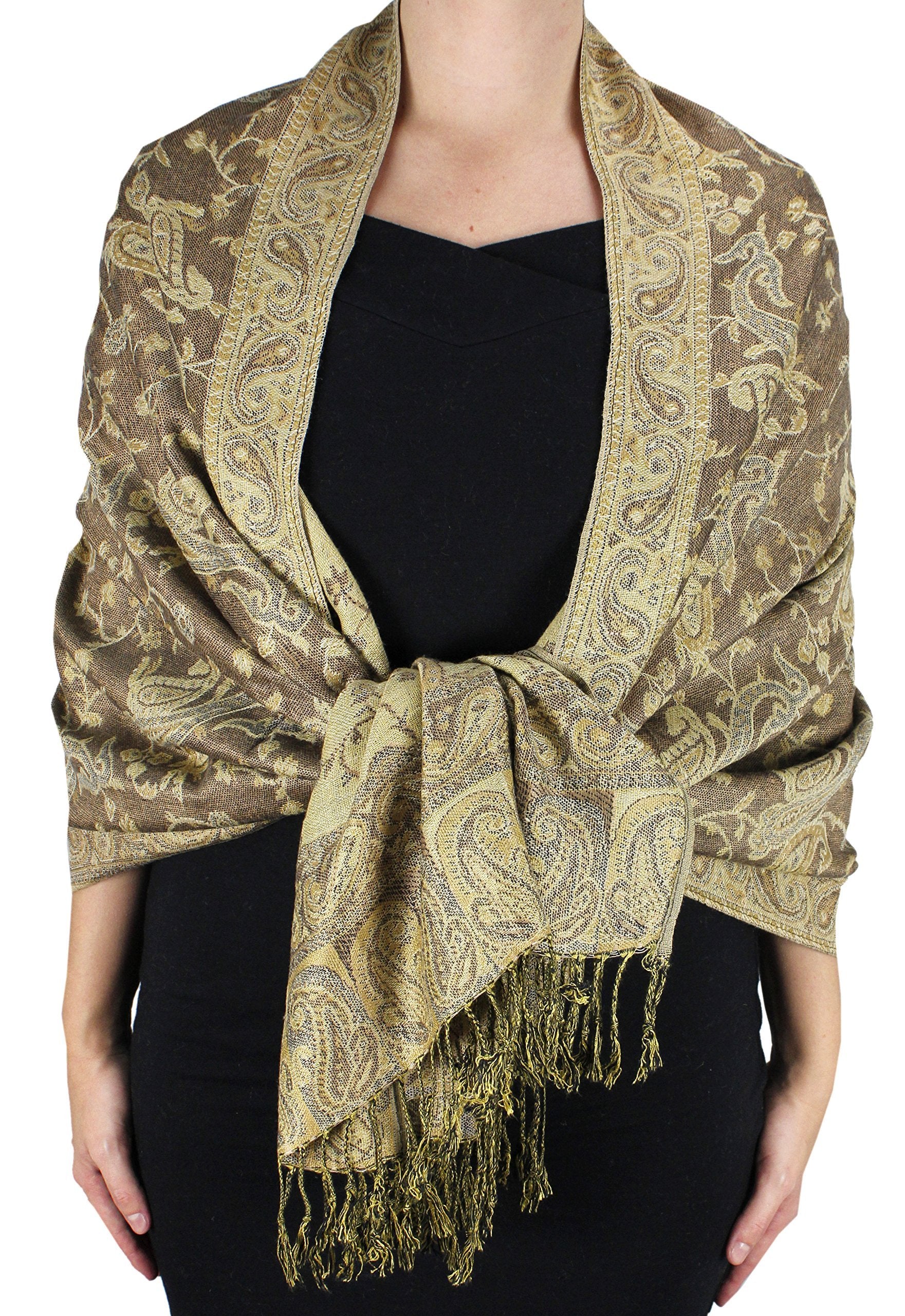 Elegant Reversible Pashmina Shawl Wrap Scarf - Double Layer Paisley Design for Women | Perfect for Weddings, Parties & Winter Fashion Accessories