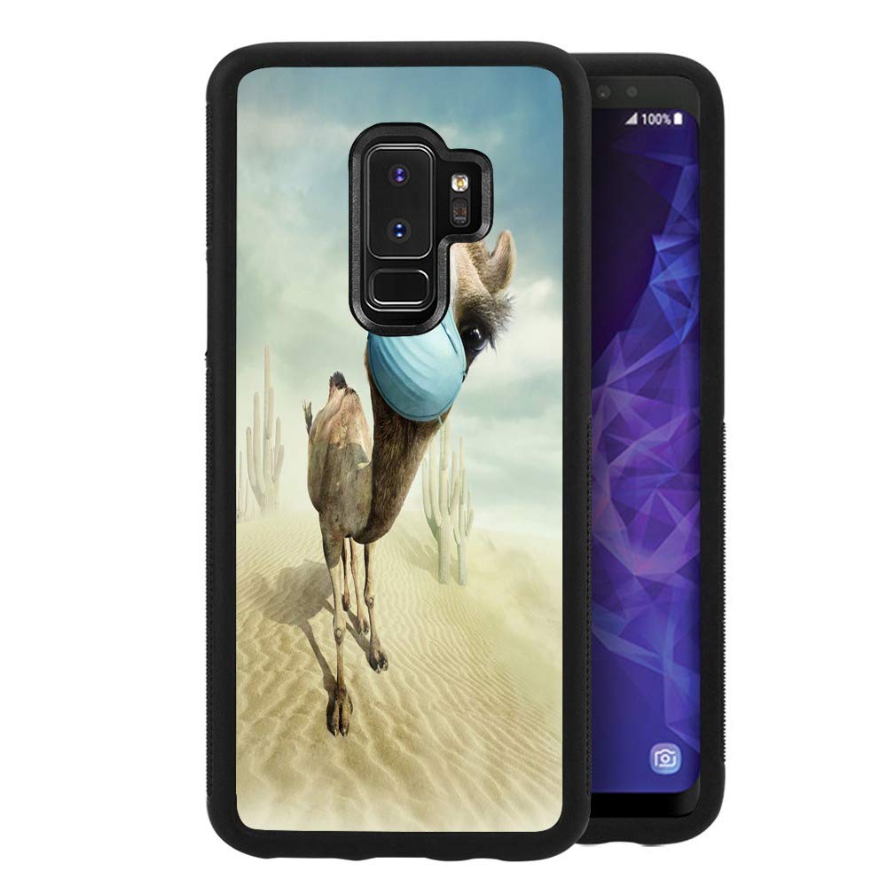 Durable Samsung Galaxy S9 Plus Case - Shockproof Hard PC Shell with Soft TPU Bumper, Tire Pattern Design - Black Camel Style Phone Cover for Galaxy S9+ | Perfect for Outdoor Adventures & Daily Protection