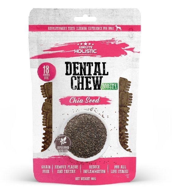 Absolute Holistic Petite Dental Dog Chews with Chia Seeds - Natural Teeth Cleaning Treats for Small Dogs - Perfect for Daily Oral Care & Training Rewards