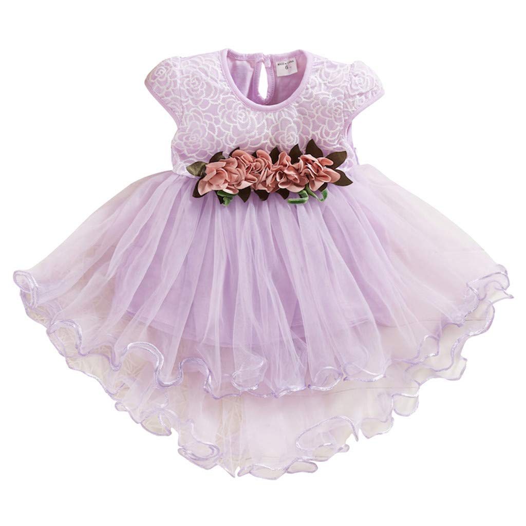 Arystk Baby Girls Floral Tulle Princess Dress - Toddler Kids Ruched Party Dresses for Birthday, Photo Shoots & Special Occasions