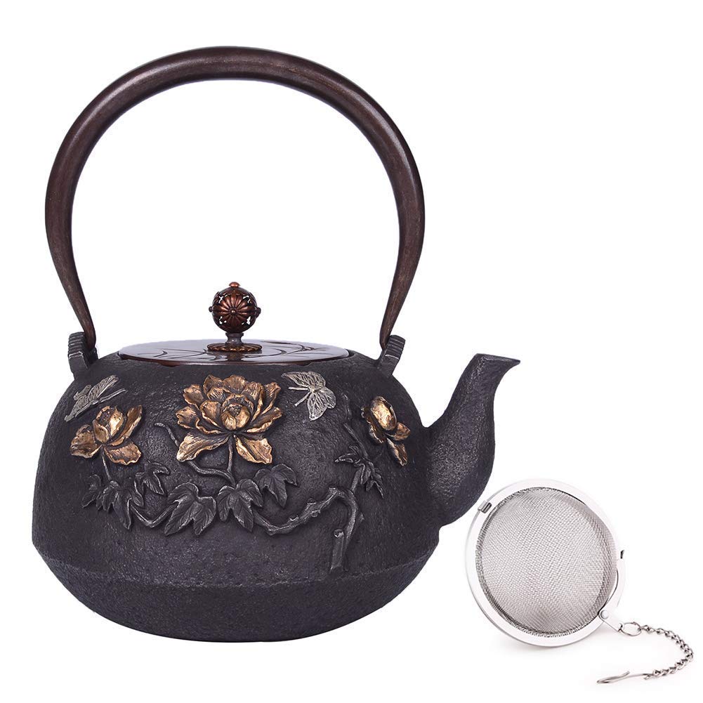 Premium Japanese Cast Iron Teapot with Removable Infuser - 1.4L (1400ml) Authentic Tetsubin for Loose Leaf Tea - Perfect for Tea Ceremonies, Home Use & Gift Giving