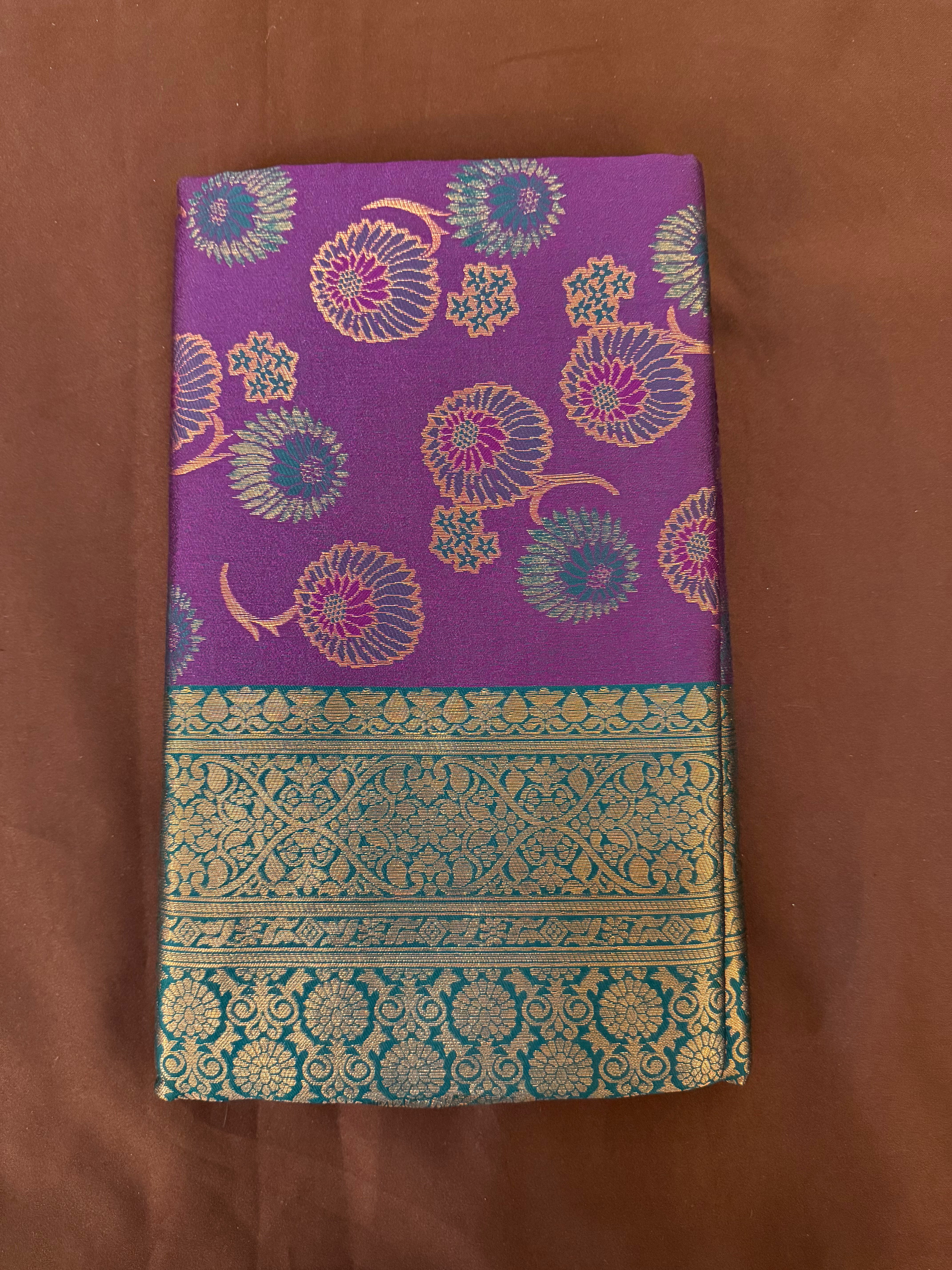 Elegant Violet Art Silk Saree with Dark Green Border for Women - Perfect for Weddings, Parties & Festive Occasions