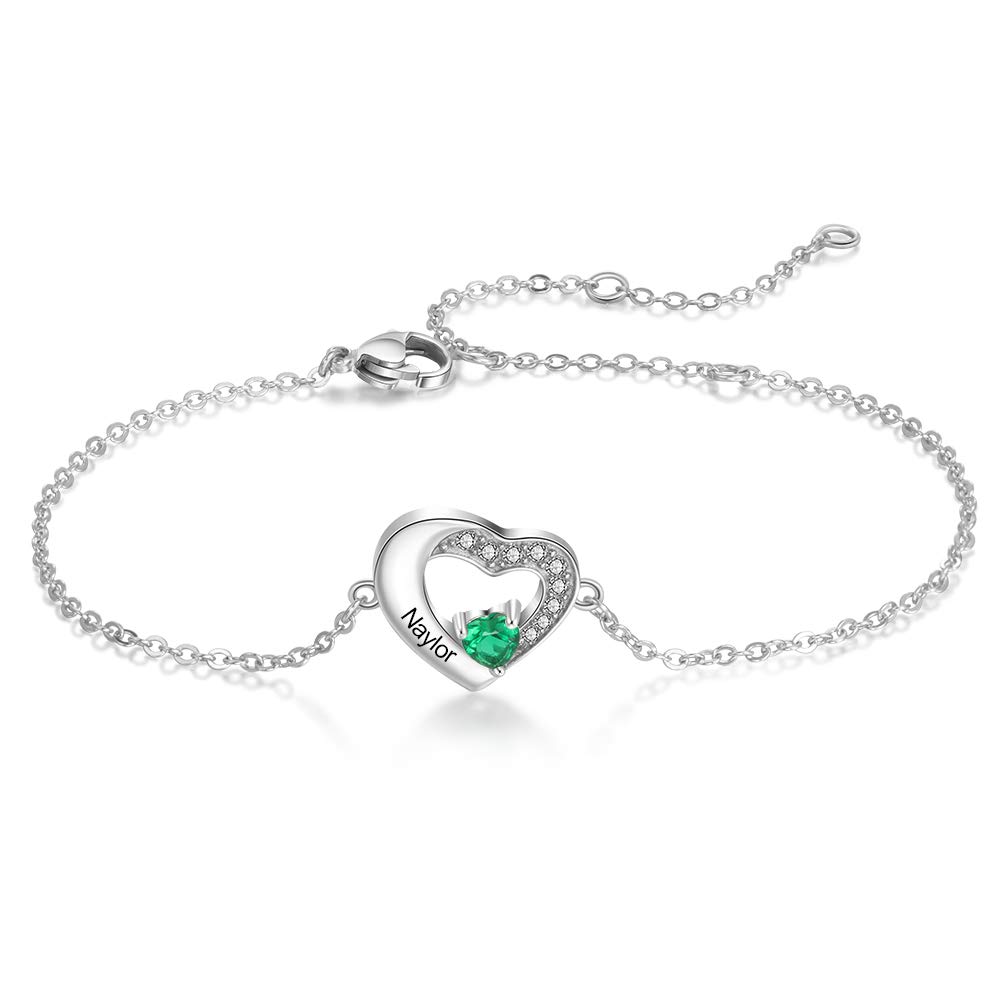 Personalized Birthstone Bracelet for Mom - Custom Name & 3 Birthstones Jewelry, Mother's Day Gift for Women, BFF Bracelets for Best Friends (Perfect for Mother's Day, Birthday, Anniversary & Special Occasions)