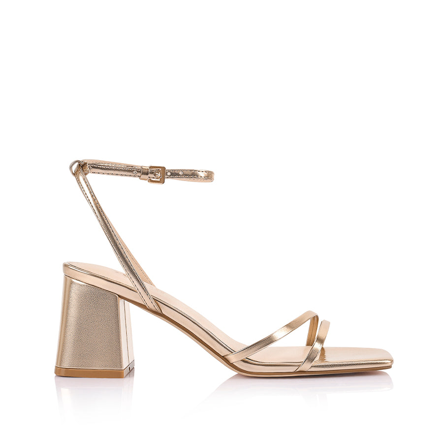 Stevie Block Heel Sandals for Women - Rose Gold Comfortable Summer Shoes for Weddings, Parties & Date Nights