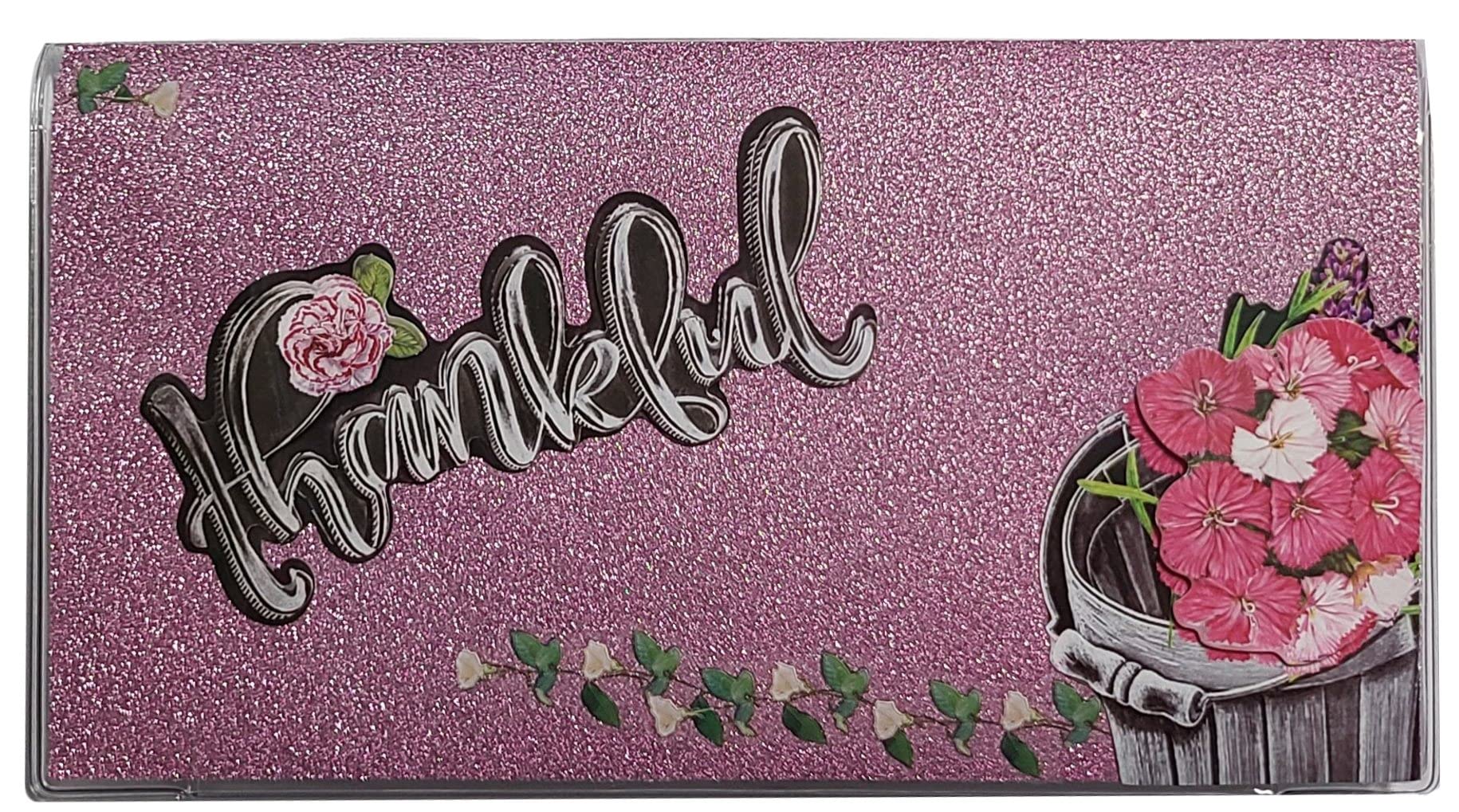 2023-2025 Sparkling Glitter Pocket Planner with Notepad - Floral Thankful Design | Perfect for School, Office & Daily Organization | Cute Gift Idea for Women & Students