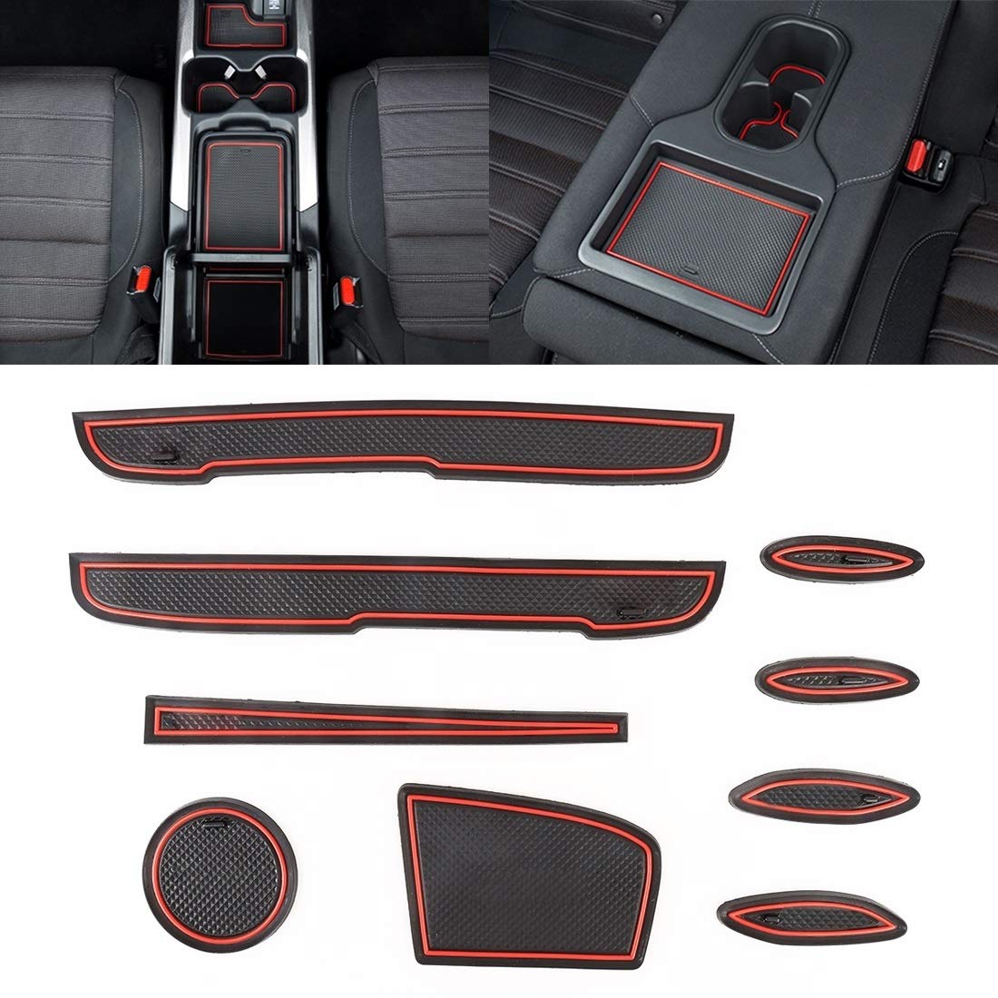 Lingland Anti-Slip Car Cup Holder Mat for Toyota Vios 2014-2016 - Red Plastic Door Slot Pad Interior Accessories | Perfect for Preventing Spills & Protecting Your Vehicle Interior