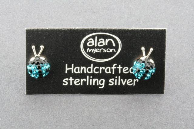 Turquoise Crystal Ladybug Stud Earrings - Elegant Bohemian Jewelry for Women, Perfect for Parties, Weddings & Everyday Wear