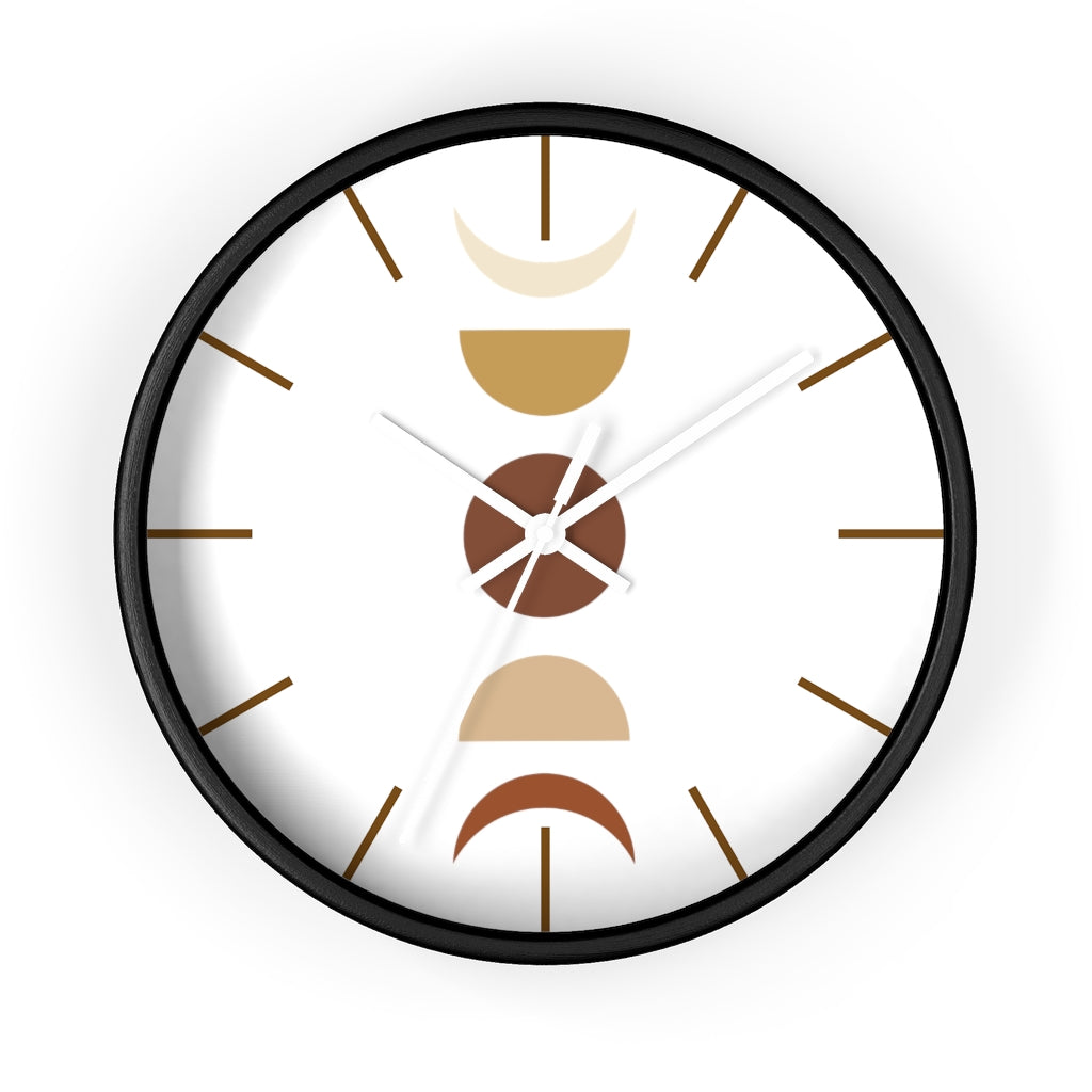 Stylish Wooden Moon Face Wall Clock - Organic Theme Home Decor for Living Room, Bedroom & Office