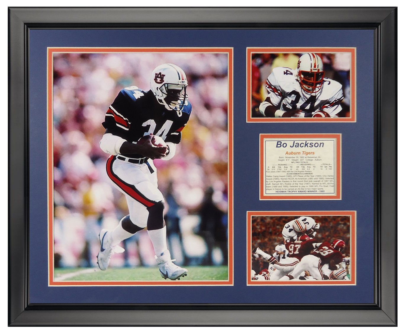 Legends Never Die Bo Jackson Auburn Tigers Framed Photo Collage - 16x20 Inch Wall Art Decor for Sports Fans, Man Cave, Office & Game Room
