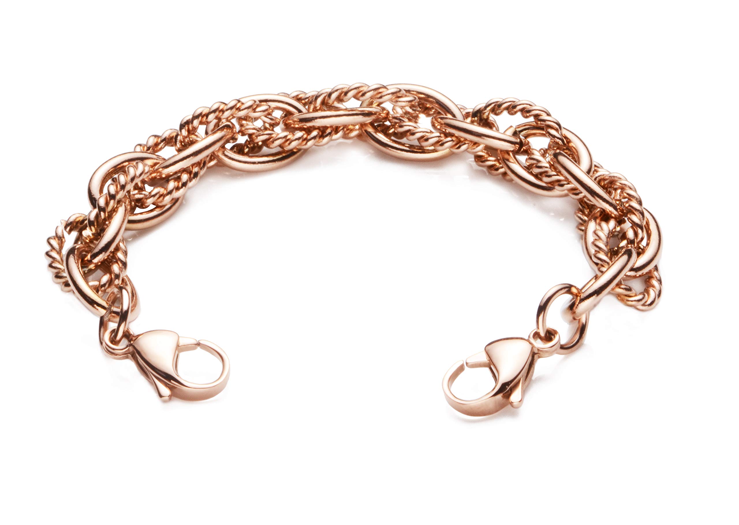 Rose Gold Medical ID Bracelet - Stainless Steel Oval Twist Interchangeable Strand for Women | Emergency Alert Jewelry for Allergies, Diabetes & Medical Conditions