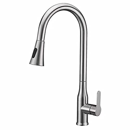 OMOONS Commercial Kitchen Sink Faucet - Pull Down Nickel Water Mixer Tap for Bar & Farmhouse Use