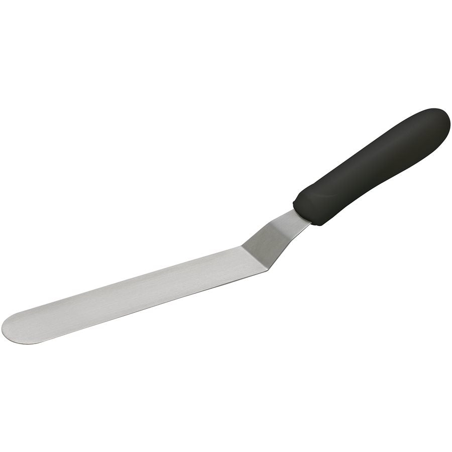 Winco 6.5 Inch Offset Cake Spatula with Ergonomic Plastic Handle - Perfect for Cake Decorating, Frosting, Baking & Pastry Making