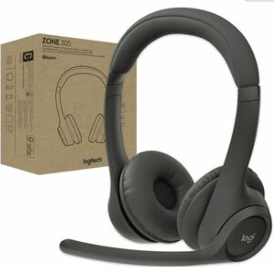 Logitech Zone 305 Wireless Bluetooth Headset with Noise-Canceling Mic - Compatible with Microsoft Teams, Windows, Mac, Chrome, Linux, iOS, Android - Ideal for Business Calls, Remote Work & Online Meetings