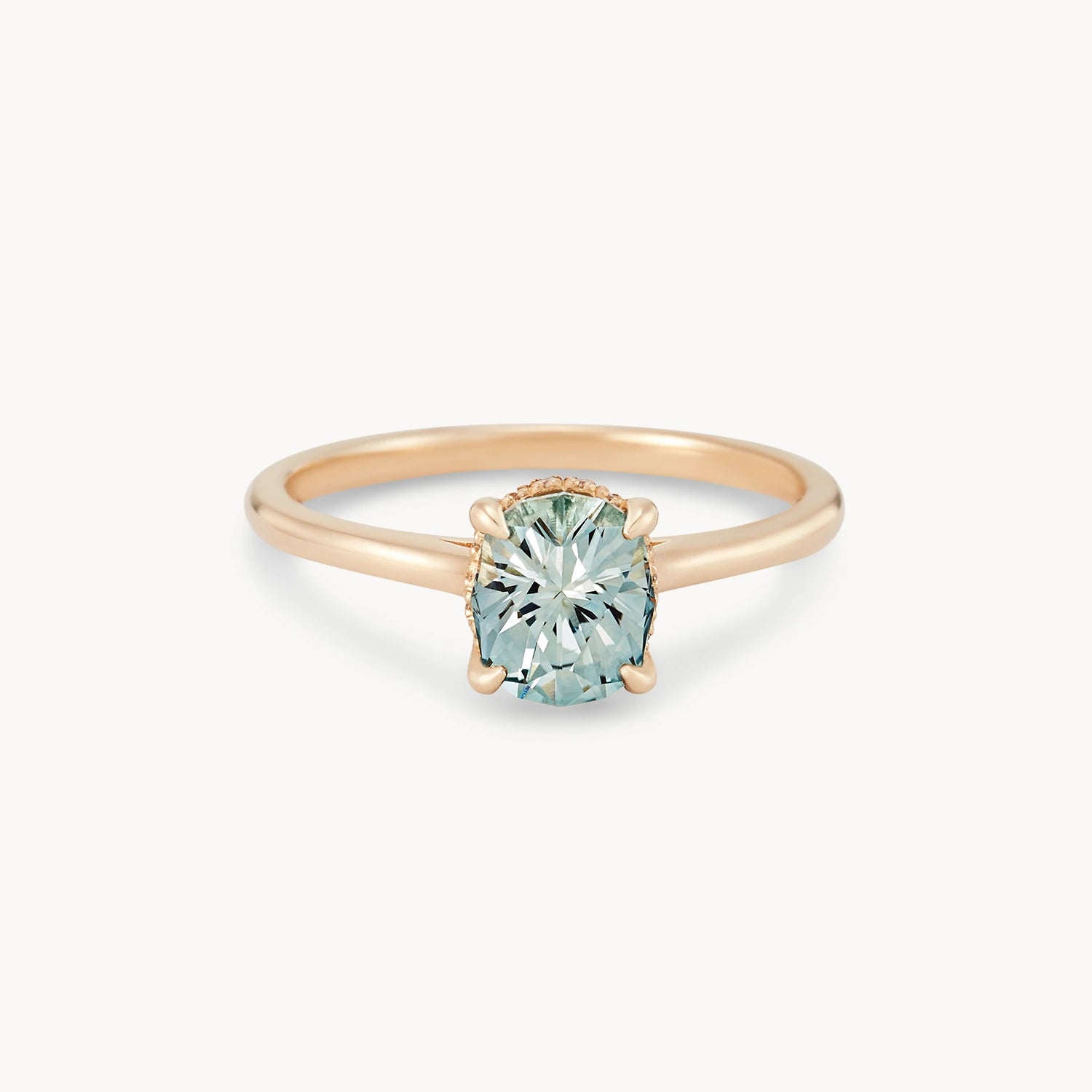 14K Yellow Gold Aqua Blue Oval Gemstone Ring - Unique Handmade Jewelry for Women, Perfect for Weddings, Anniversaries & Special Occasions