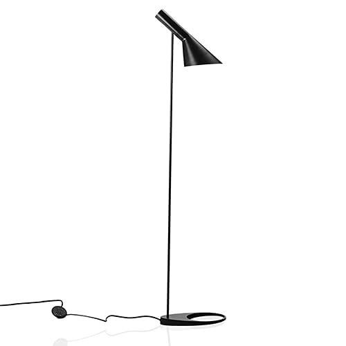 YASEking Modern Minimalist Arne Jacobsen Floor Lamp - LED Standing Light for Living Room, Bedroom & Study - Adjustable Height with Linen Lampshade - Perfect for Reading Nook, Home Office & Cozy Corner Lighting