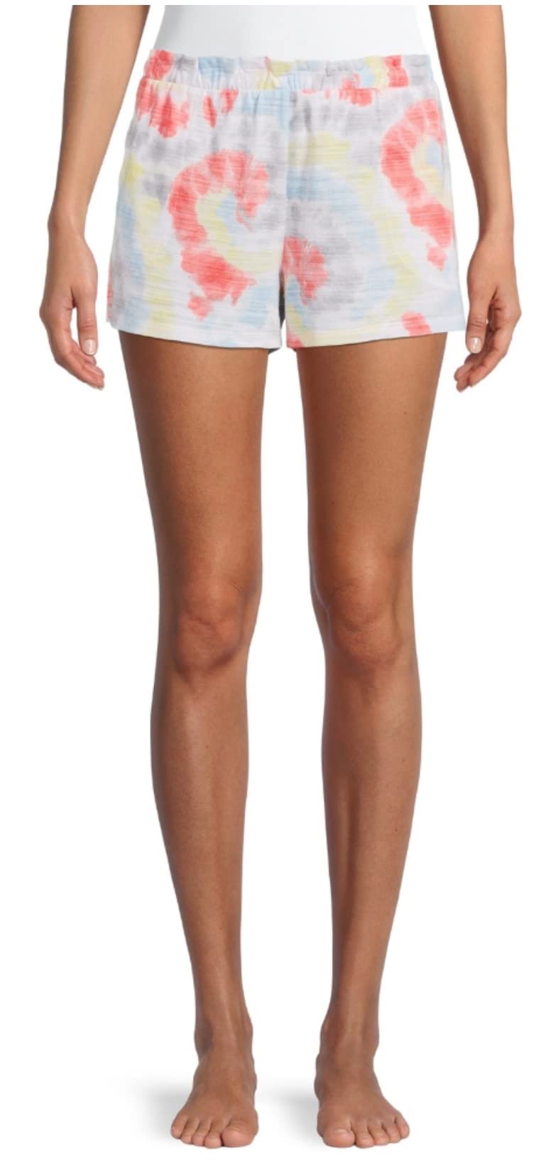 Tie Dye Vivid White Lounge Sleep Shorts for Women - Soft Cotton Comfort Pajama Shorts for Sleeping, Lounging & Summer Nights