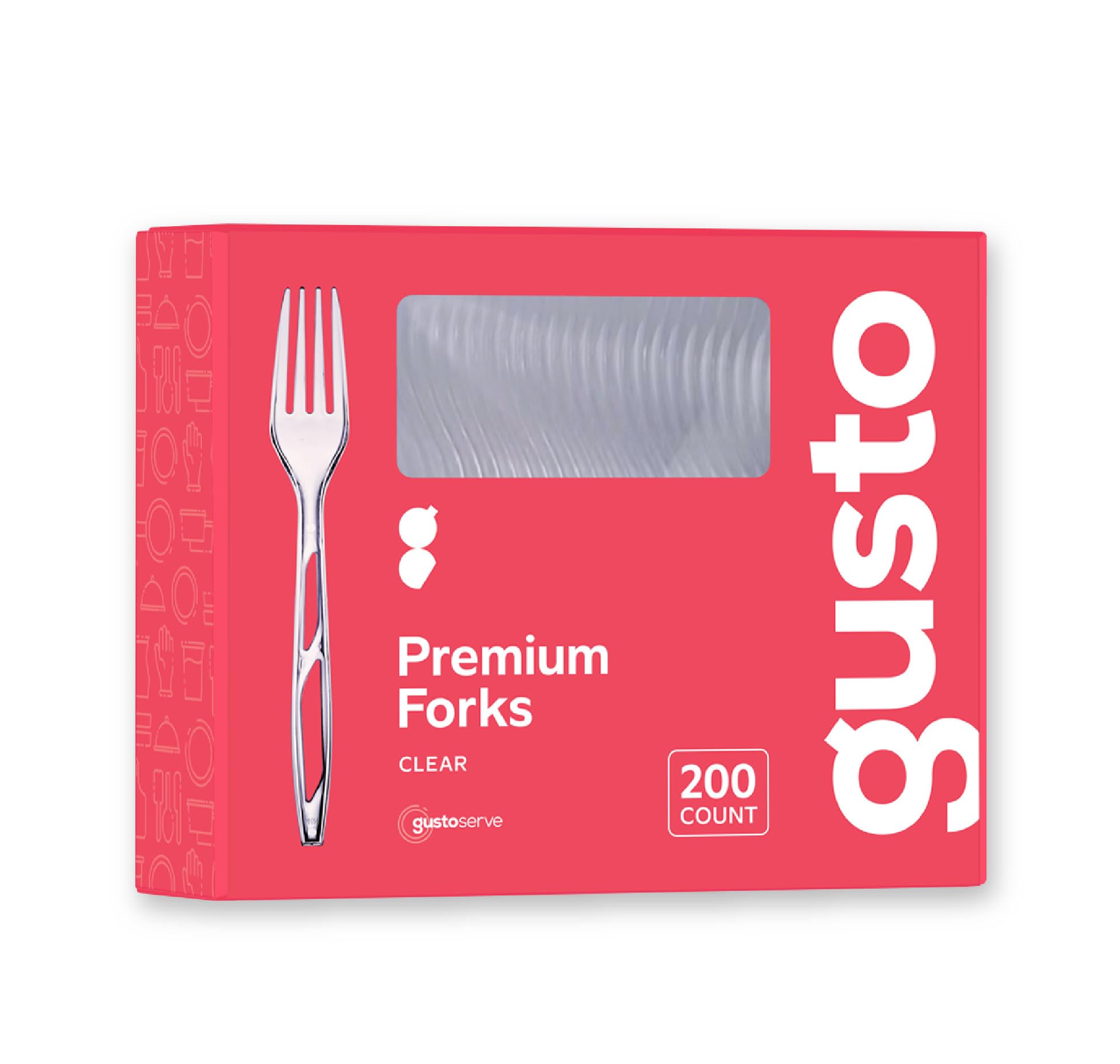 200 Count Premium Heavyweight Disposable Plastic Forks - Clear Durable Cutlery for Parties, Events, Catering | Ideal for BBQs, Picnics, Office Lunches & Family Gatherings