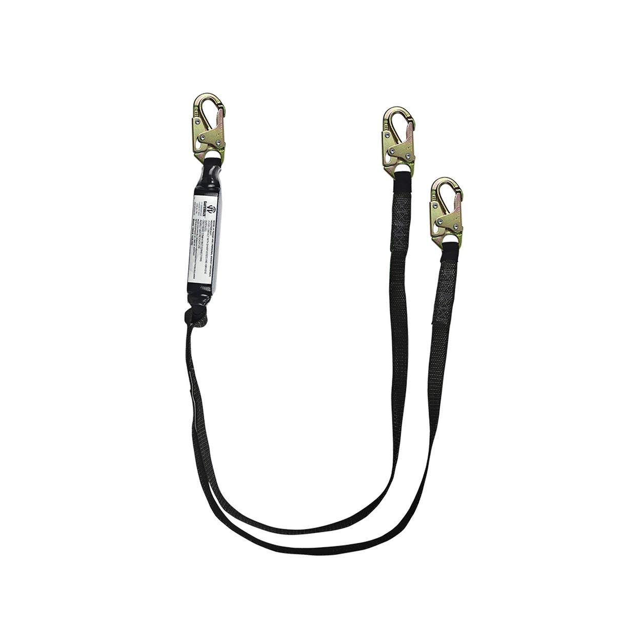 Safewaze FS88661-HW PRO 6-Foot 420 lb Capacity Dual-Leg Shock Absorbing Lanyard with Snap Hooks - Fall Protection for Construction, Roofing & Industrial Work Safety