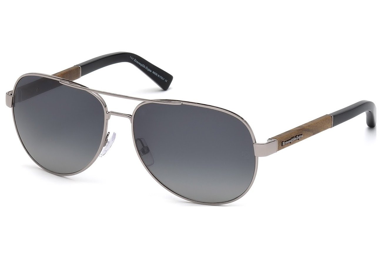 Ermenegildo Zegna EZ0010-14B Premium Sunglasses - Shiny Light Ruthenium Frame with Smoke Gradient Lens (62mm) for Men - Perfect for Driving, Travel & Outdoor Activities