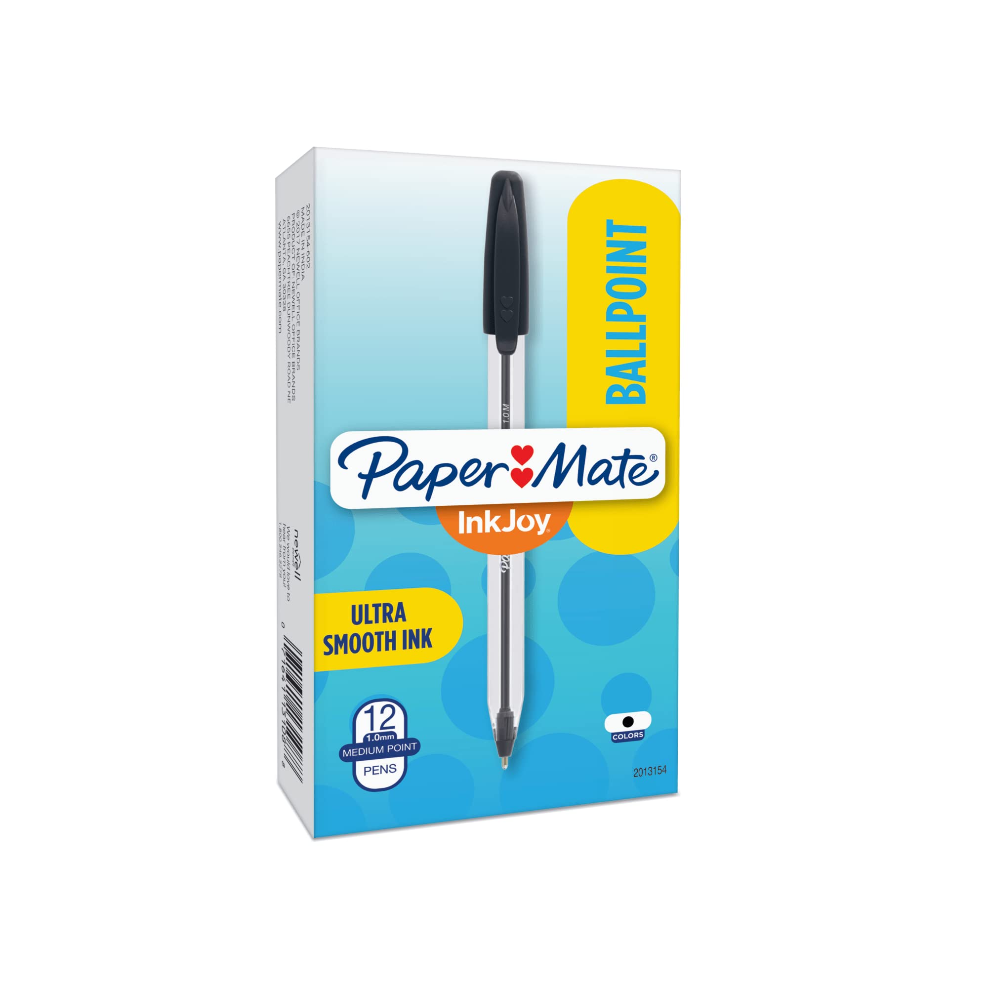Paper Mate InkJoy 50ST Ballpoint Pens - Medium Point (1.0mm) Black Ink - 12 Pack for Smooth Writing at Home, Office & School