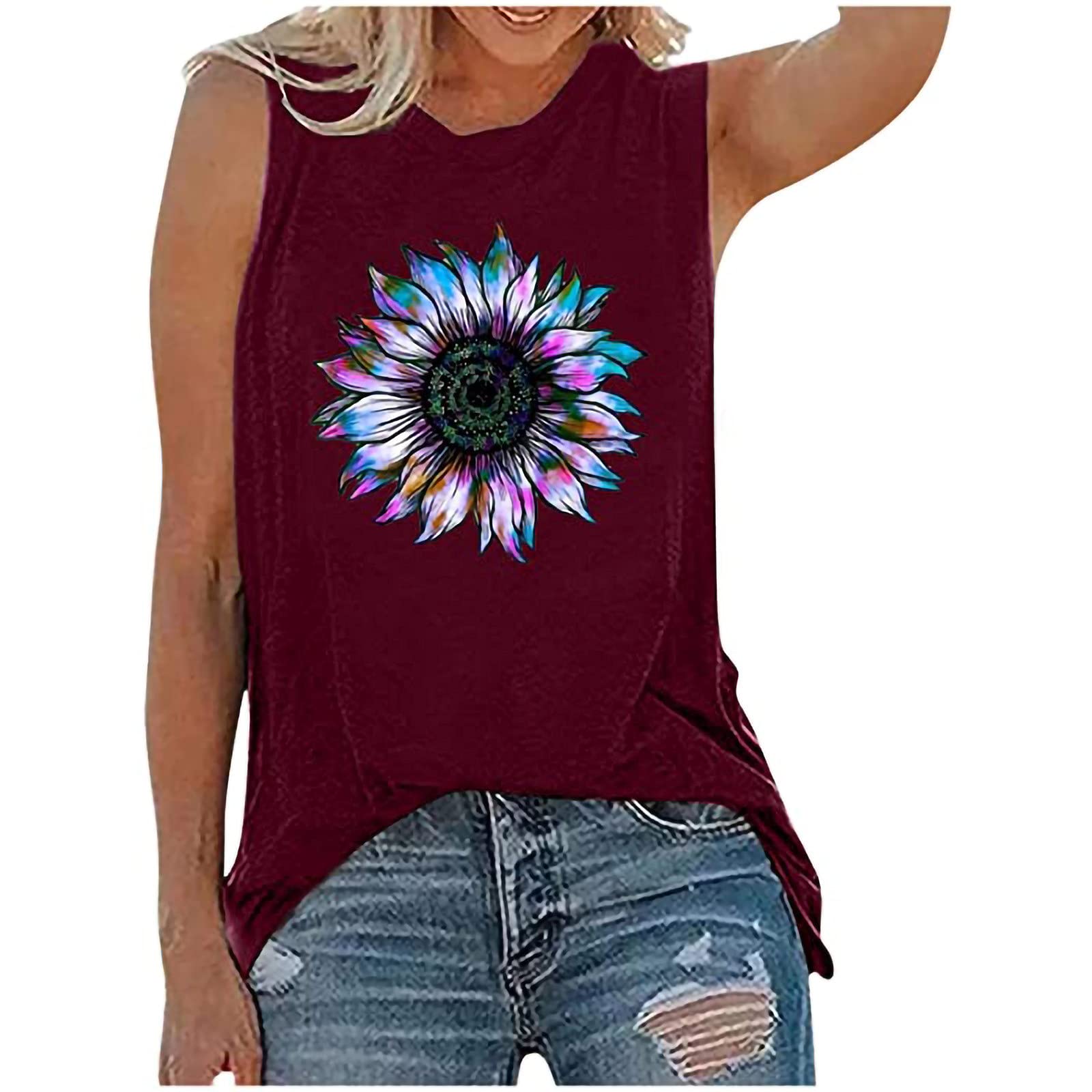 4th of July Patriotic Women's Tank Tops - Summer Casual Loose Fit Plus Size Athletic T-Shirts with American Flag Print - Perfect for BBQ, Beach & Independence Day Celebrations